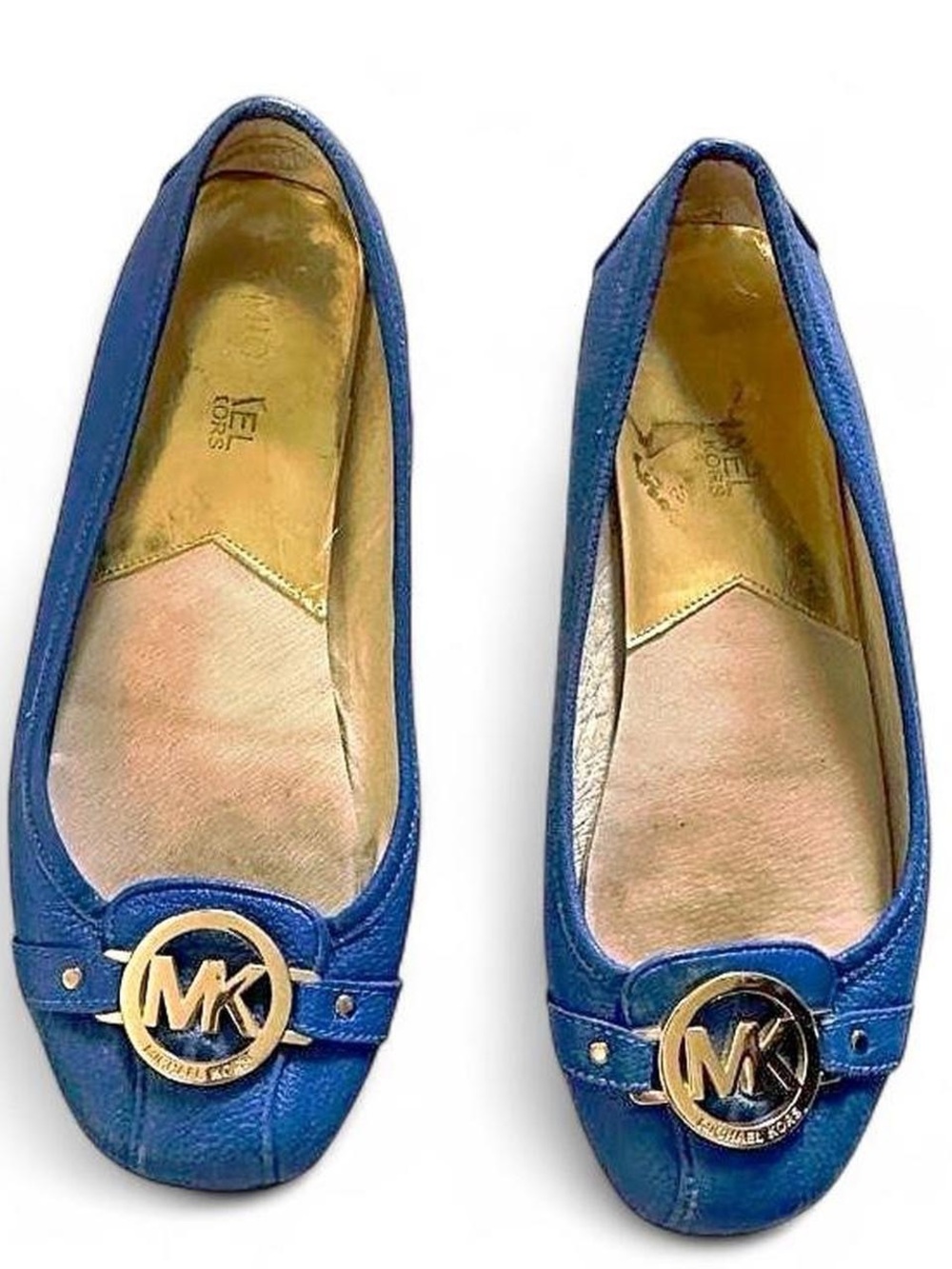 Michael Kors Royal Blue Leather MK Logo Ballet Flats